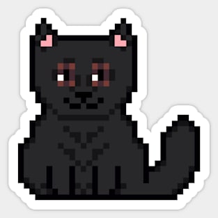 Pixel Art Cute Black Cat Sticker